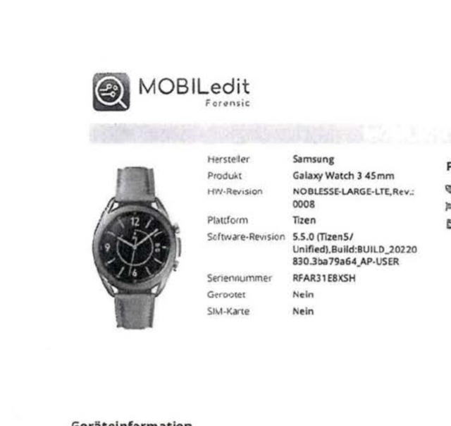 Fotocredit: Pilnaceks Smartwatch, Auswertungsbericht des Bundeskriminalamts